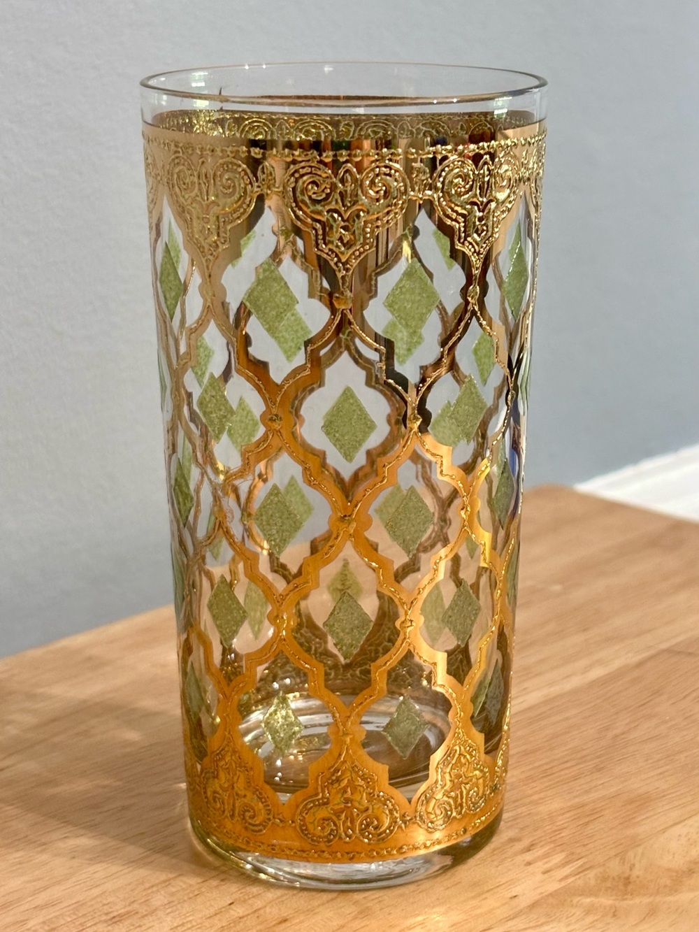 Culver Glassware Valencia MCM 22-karat gold Highball glass GUC Vintage 50s 60s
